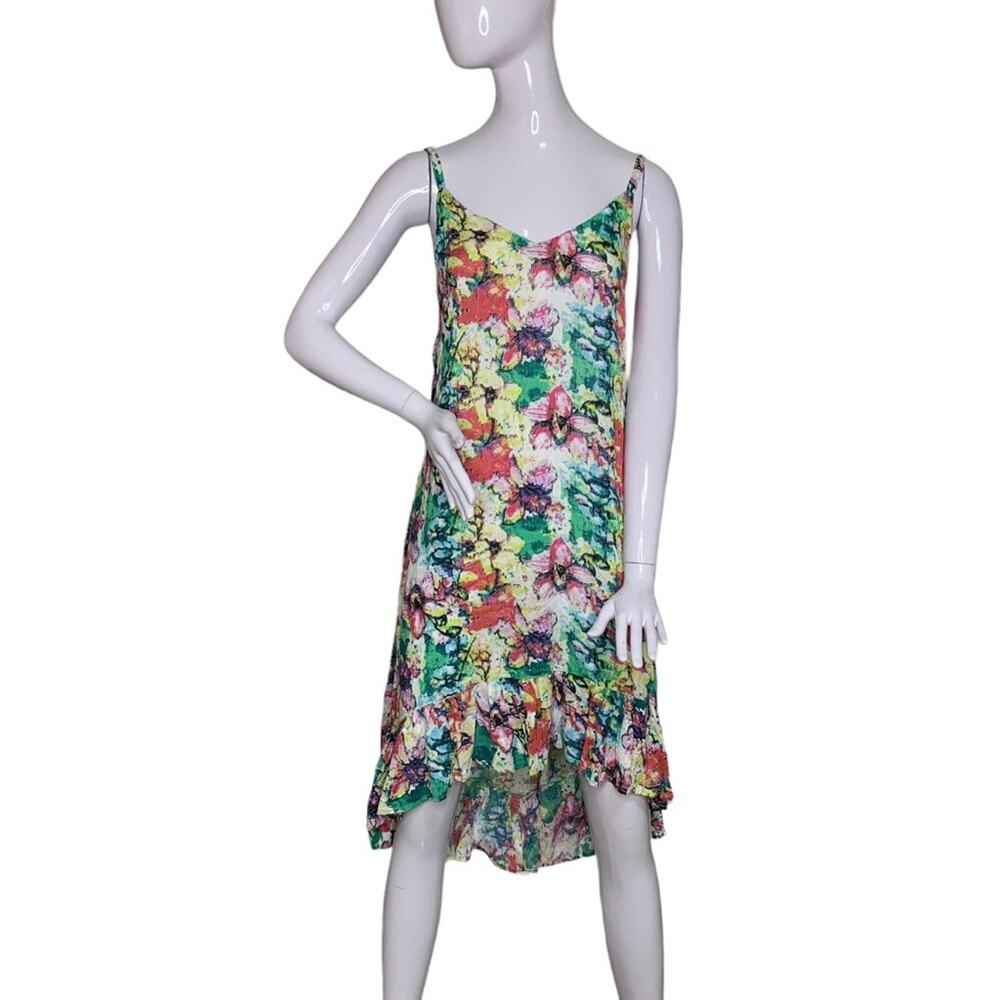 Yak & Yeti NWT Dress Floral Print Sleeveless Multicolor Asymmetric Size S